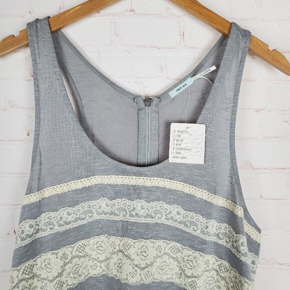 NEW Urban Outfitters Kimchi Blue Womens Lace Zipper Back Long Tank Top L Gray - Picture 6 of 11